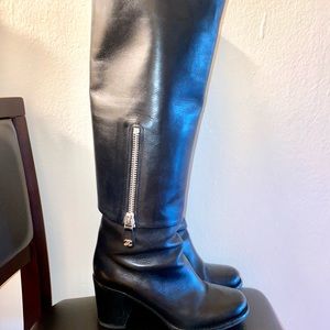 Black Leather Chanel Boots
